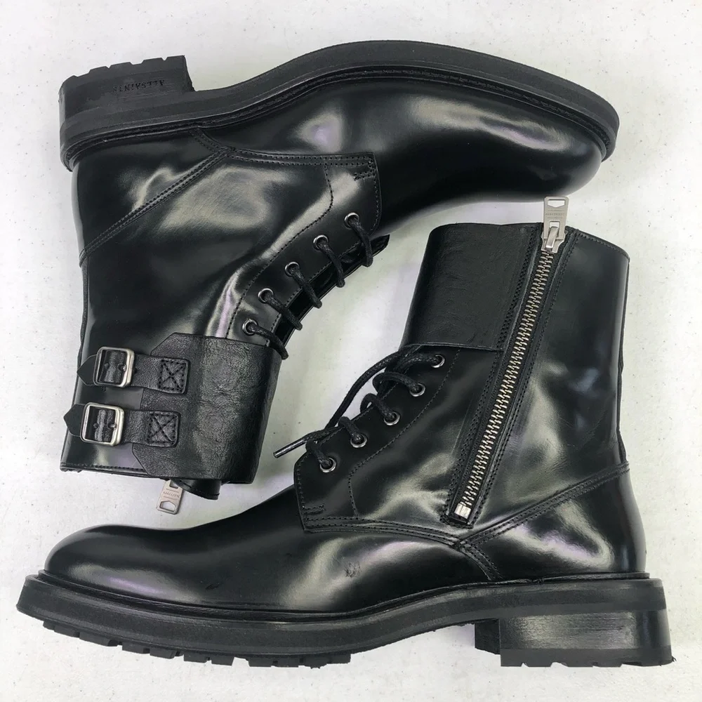 ALL Saints Men’s Beckworth Black Leather Boots - Picture 4 of 9